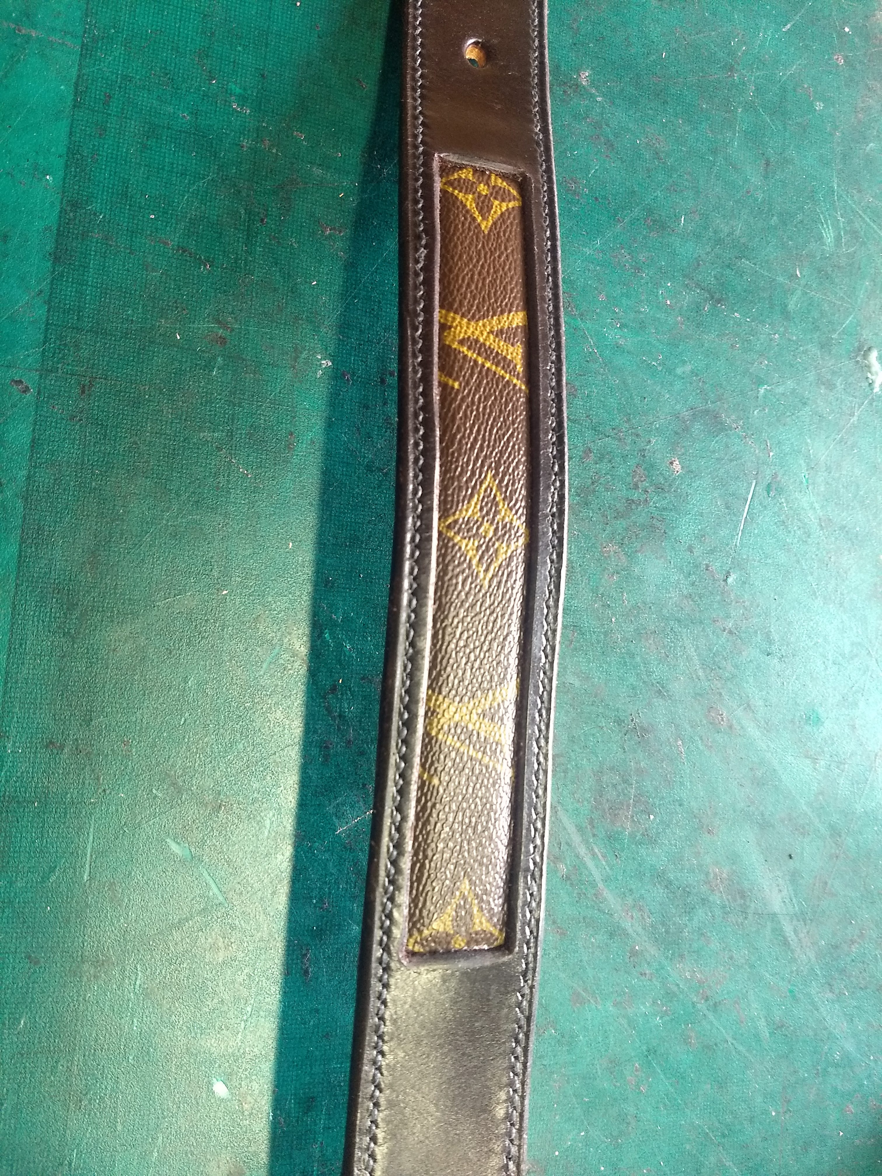 LV belt made in to a leather dog collar