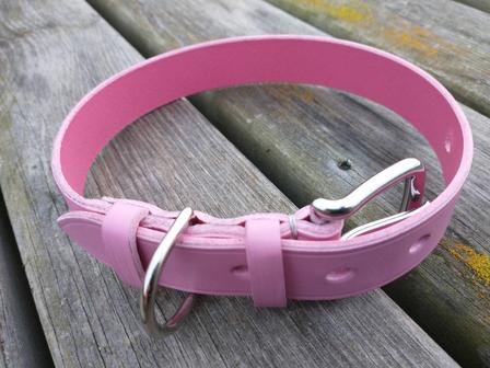 Pink leather dog collar